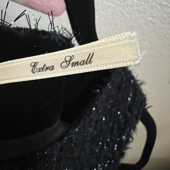 Max Studio Leon Max Limited Ed Mini Dress Faux Fur Silk Nylon Black Sz XS Sheath - Picture 5 of 7